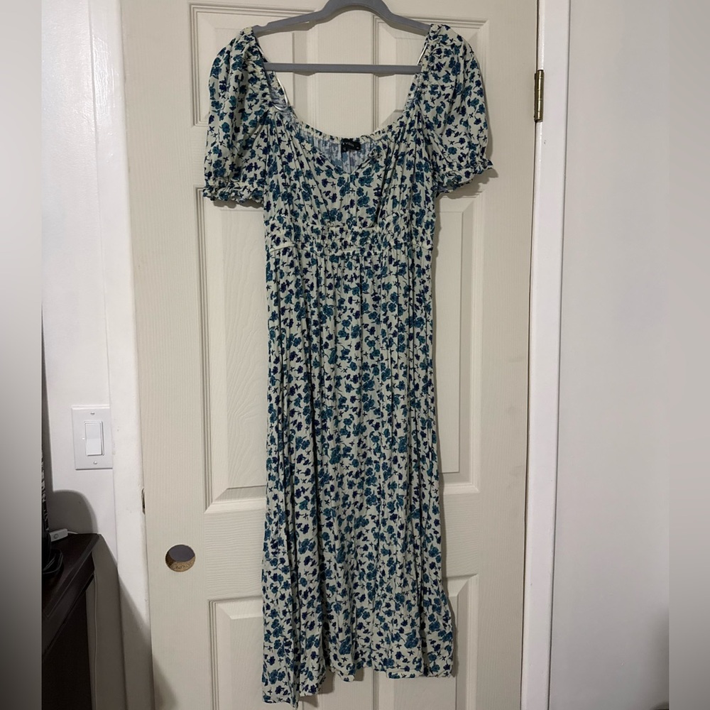 Floral Blue and White Dress
